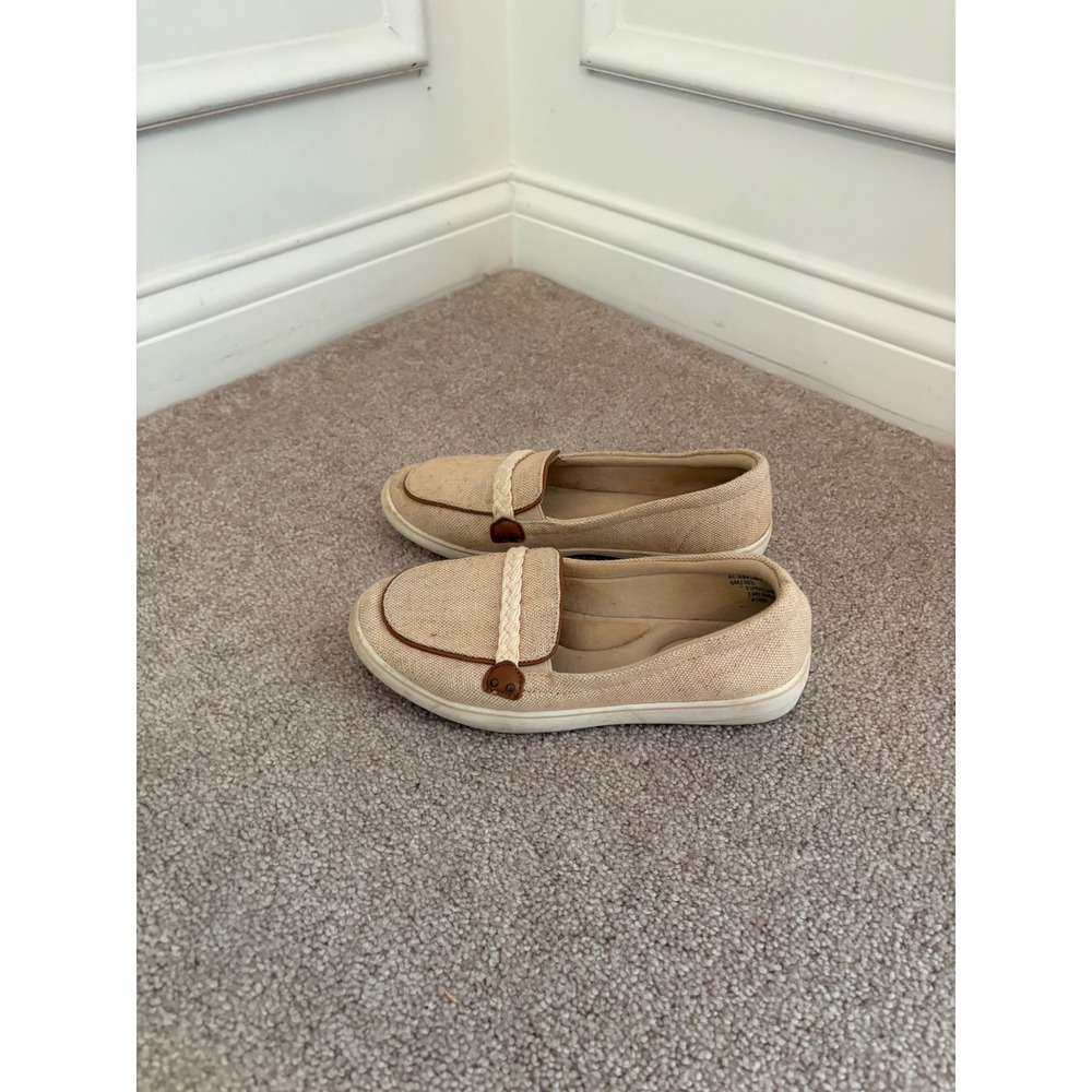 Aubrey Lynn Abriana Tan Textile Braided Slip On Loafers Flats Womens 6M/36.5